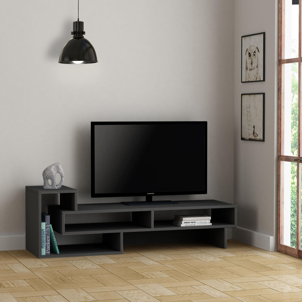 Decortie Tetra Anthracite Multimedia Centre TV Unit with Shelves Image 4
