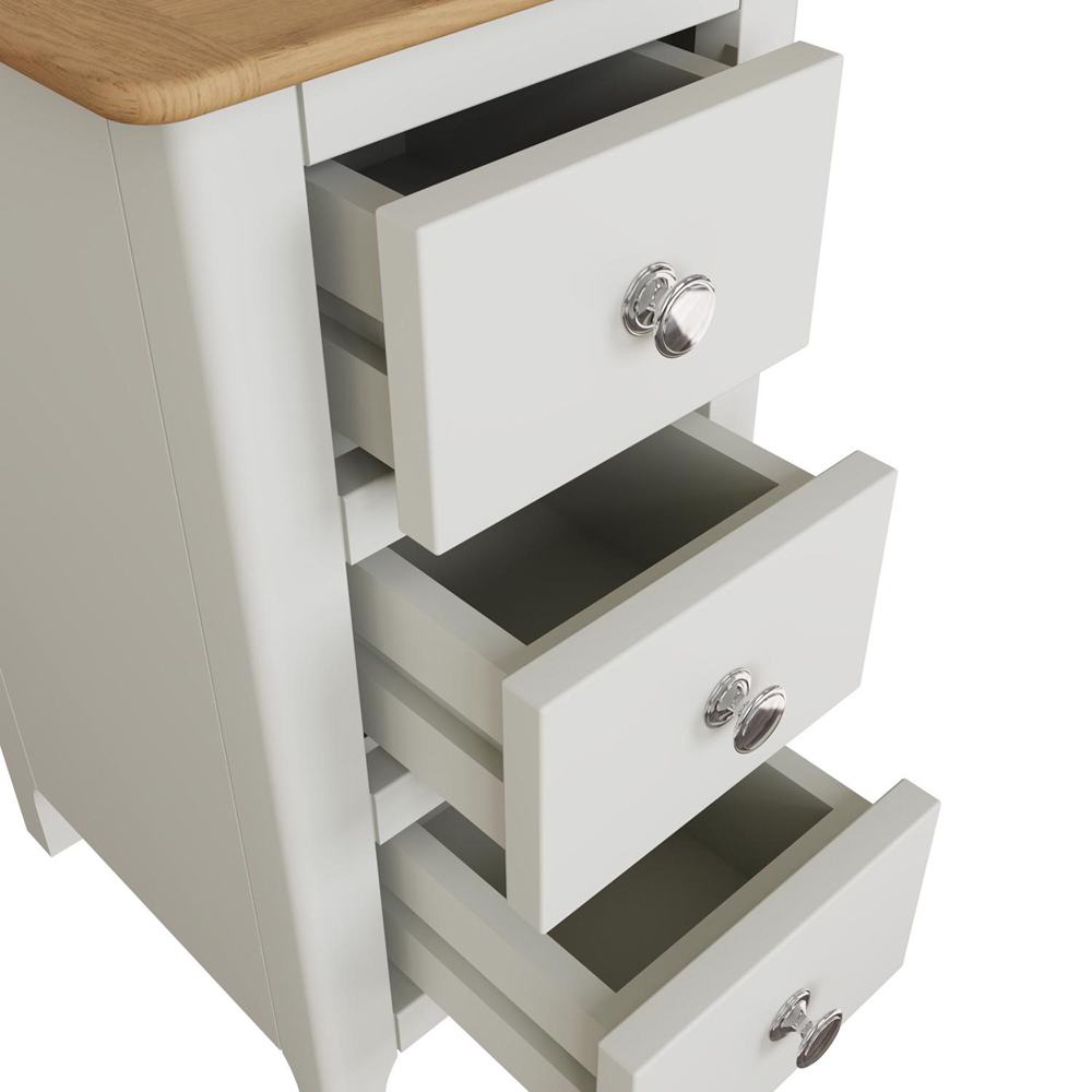 FWStyle Taberno Slim 3 Drawer White Oak Assembled Bedside Table Image 4