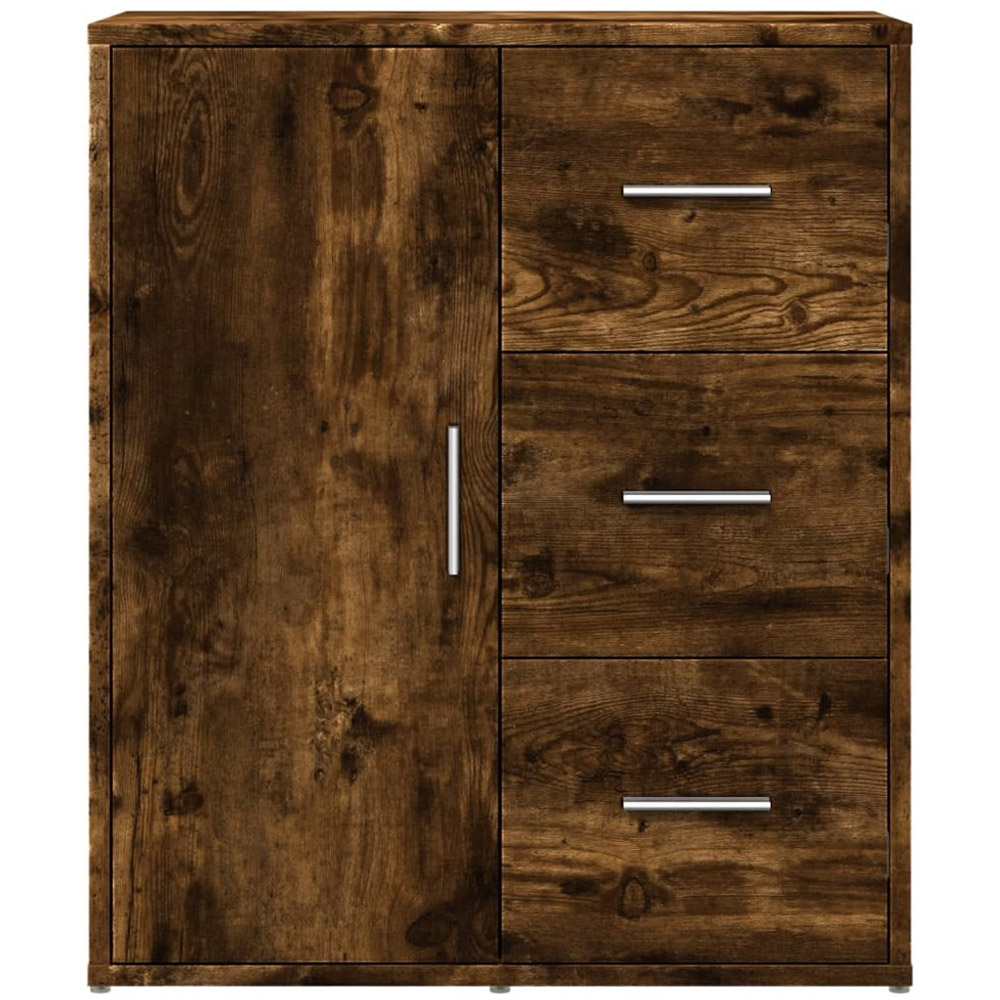 vidaXL Single Door 3 Drawer Smoked Oak Sideboard Image 5