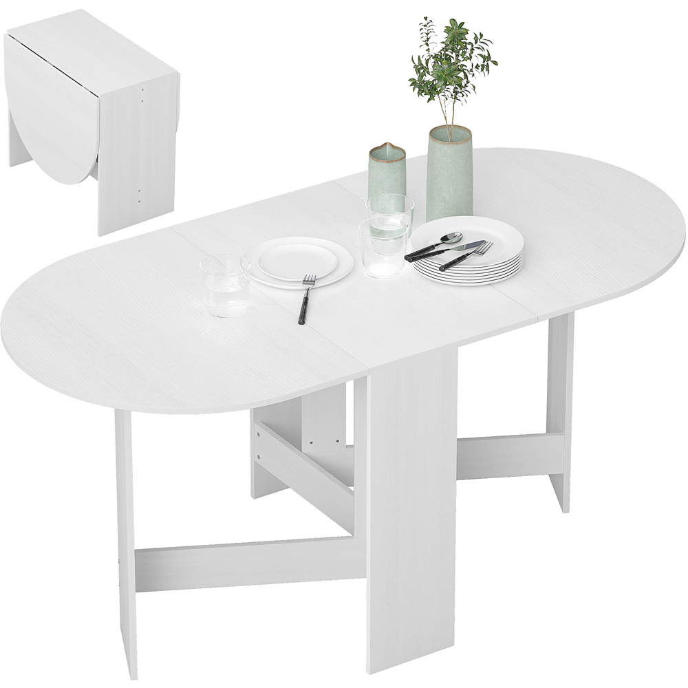 HOMCOM 6 Seater Oval Ash Wooden Effect Dining Table Image 2