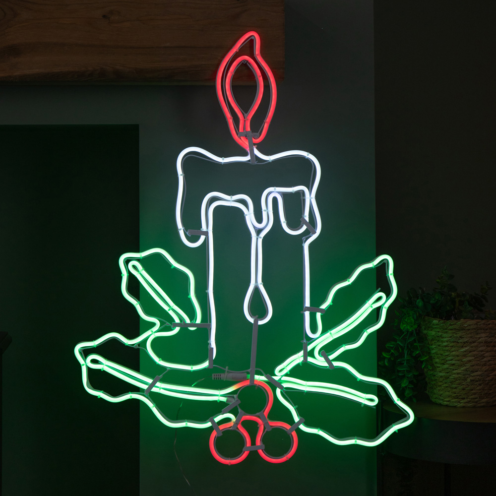 Samuel Alexander Multicolour LED Light Up Neon Candle Christmas Decoration Image 1