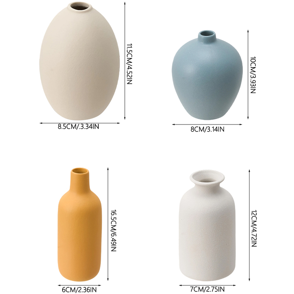 Living and Home Minimalist Muted Tone Ceramic Vase Set of 4 Image 9