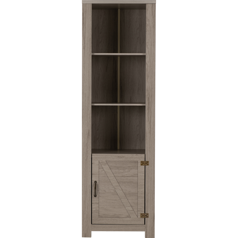Seconique Zurich Single Door 3 Shelf Grey Wood Grain Bookcase Image 3