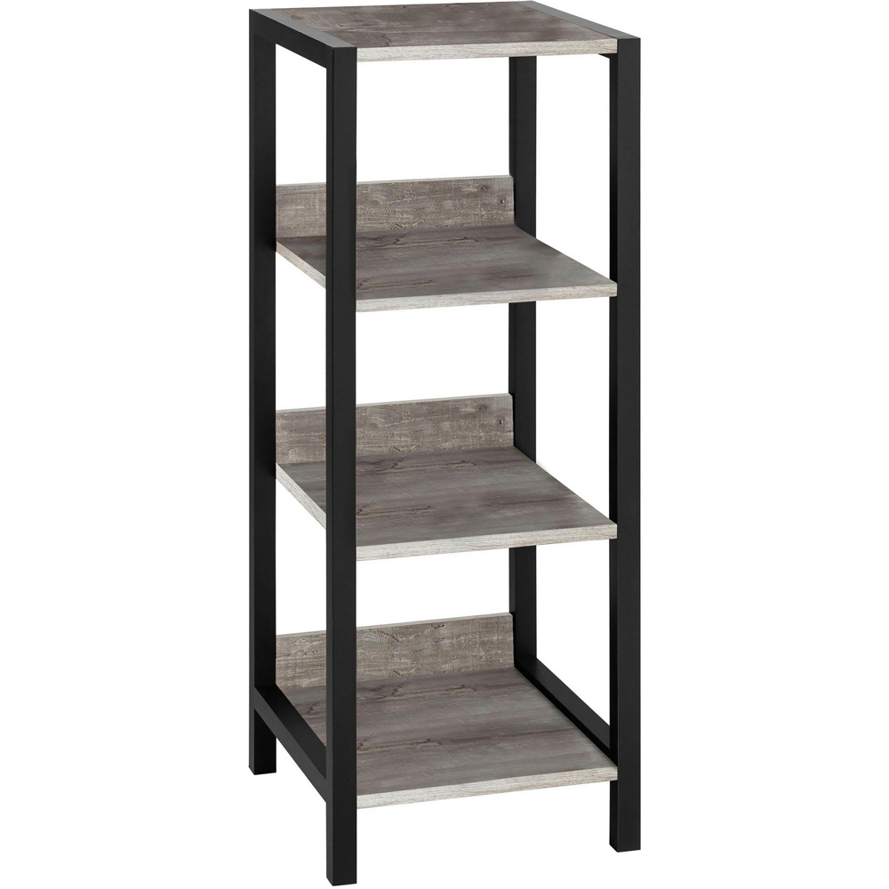 Loft24 Chris 4 Shelf Concrete Black Bookcase Image 2