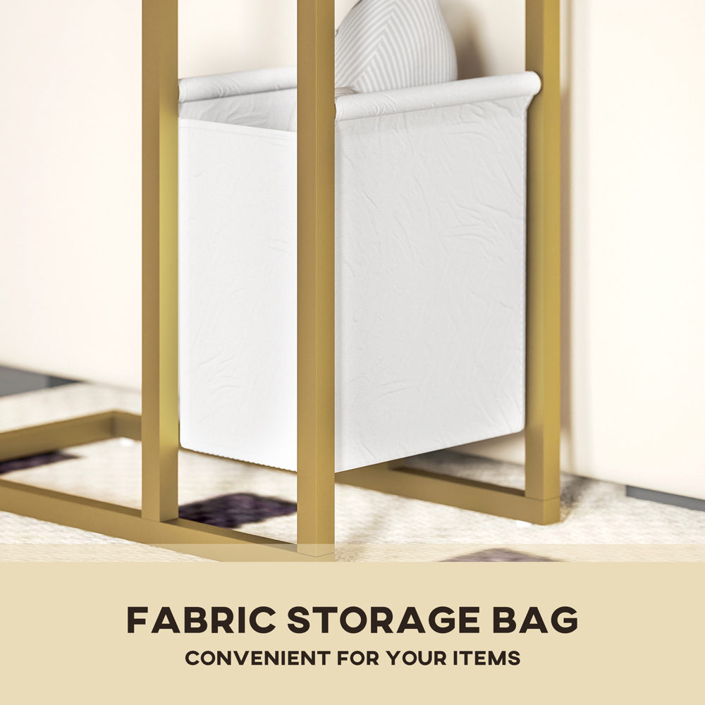 HOMCOM Faux Marble C-Shape Side Table with Charging Station and Storage Bag Image 6