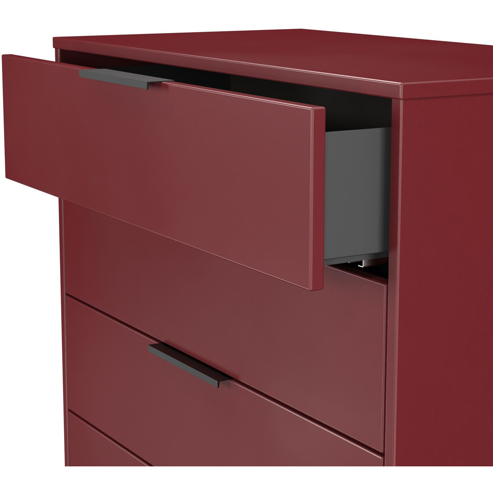 Crowndale Hong Kong 5 Drawer Red Matt Chest of Drawers Ready Assembled Image 6