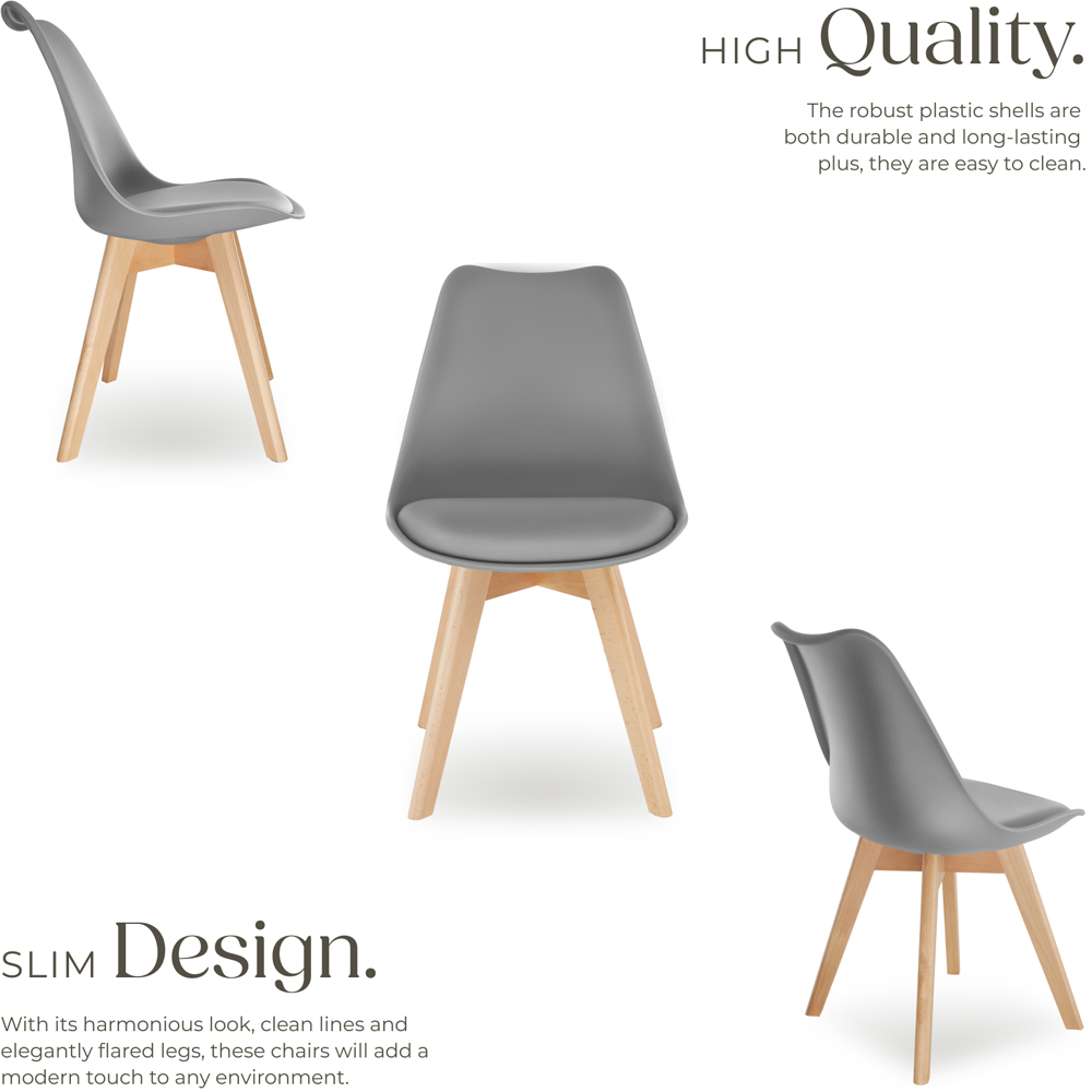 tectake Frederikke Set of 4 Ergonomic Dining Chair with Padded Seat Image 3
