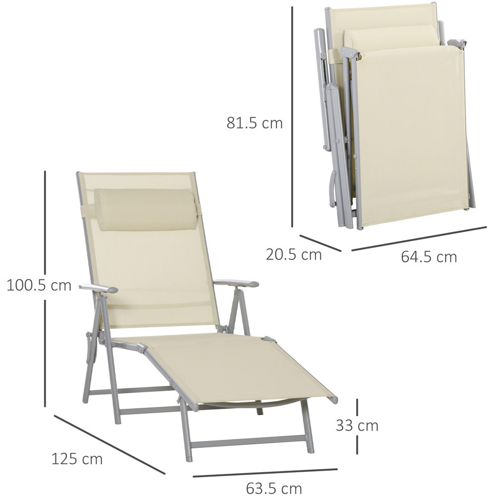 Outsunny Beige 7 Level Adjustable Folding Recliner Chair Image 7
