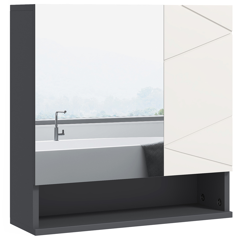 Portland Single Door Light Grey Bathroom Mirror Cabinet Image 2