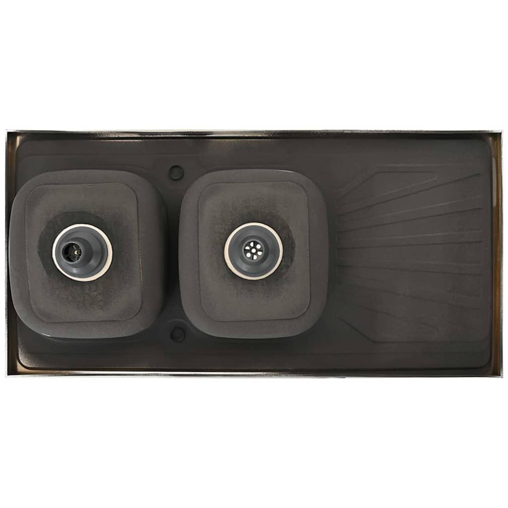 vidaXL Silver Stainless Steel Kitchen Sink with Double Basin and Drainer Set 1200 x 600 x 155mm Image 6
