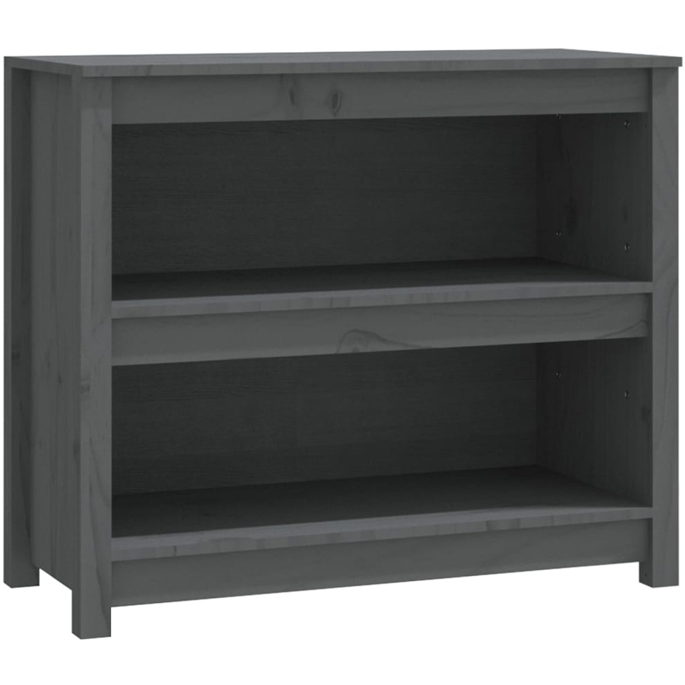 vidaXL 2 Shelf Grey Solid Pine Wood Bookcase Image 2
