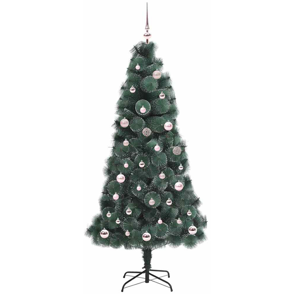vidaXL Pre-Lit Pink Baubles Green Artificial Christmas Tree 5ft Image 3