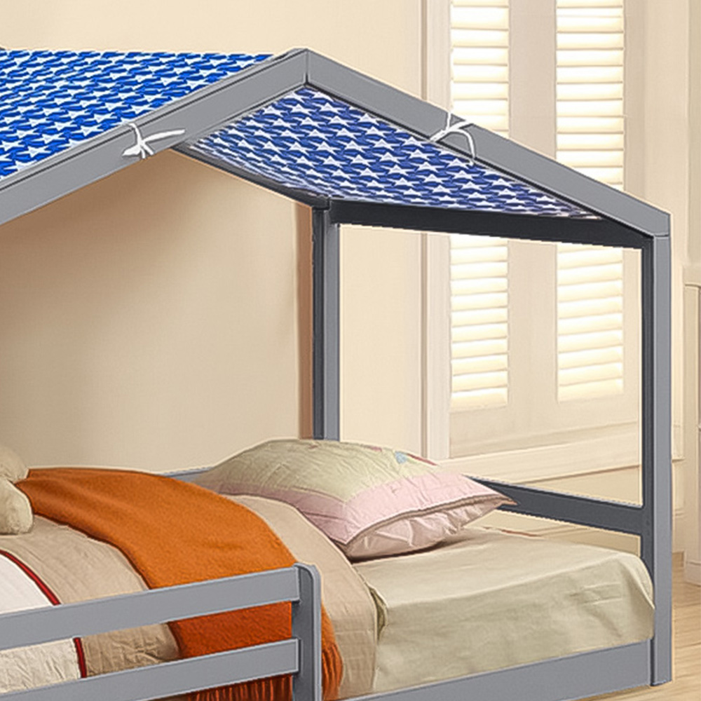 Brooklyn Single Grey Wooden House Style Bed with Blue Tent Image 2