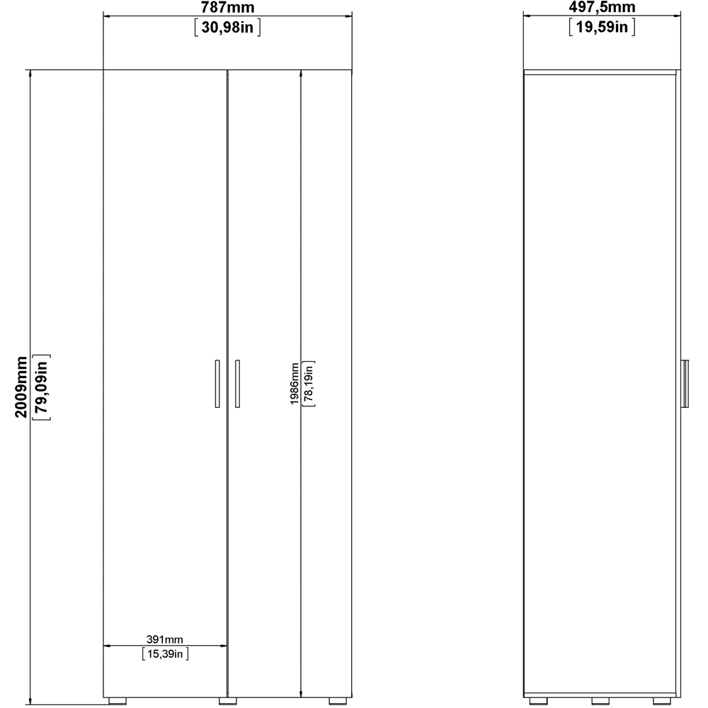 Florence 2 Door Oak and White High Gloss Wardrobe Image 8