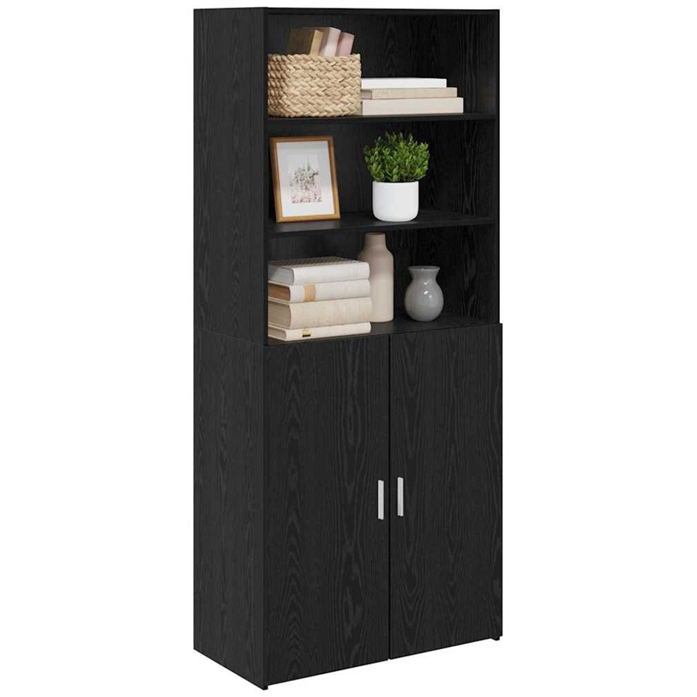 vidaXL 2 Door 2 Shelf Black Oak Sideboard Image 3