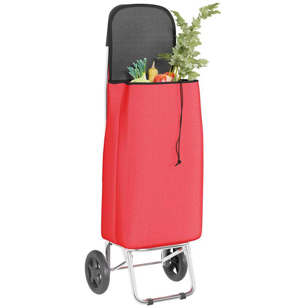 vidaXL 35 x 28 x 92cm Red Foldable Shopping Trolley Image 3