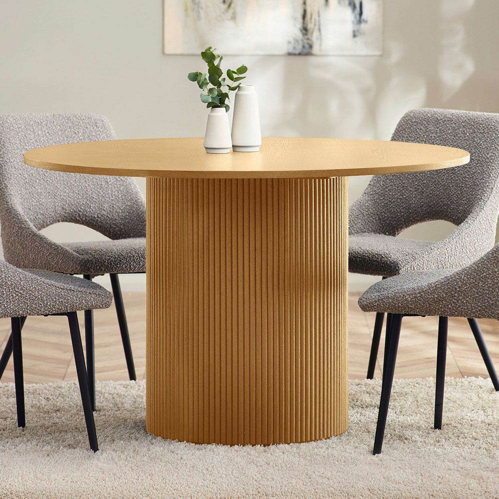 Julian Bowen Louis 4 Seater Light Oak Fluted Round Dining Table Image 1
