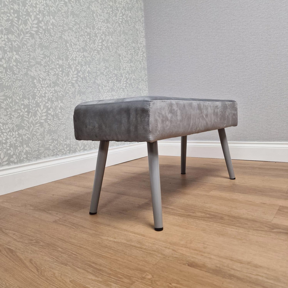 Kosy Koala 2 Seater Grey Padded Velvet Dining Bench with Metal Legs Image 2