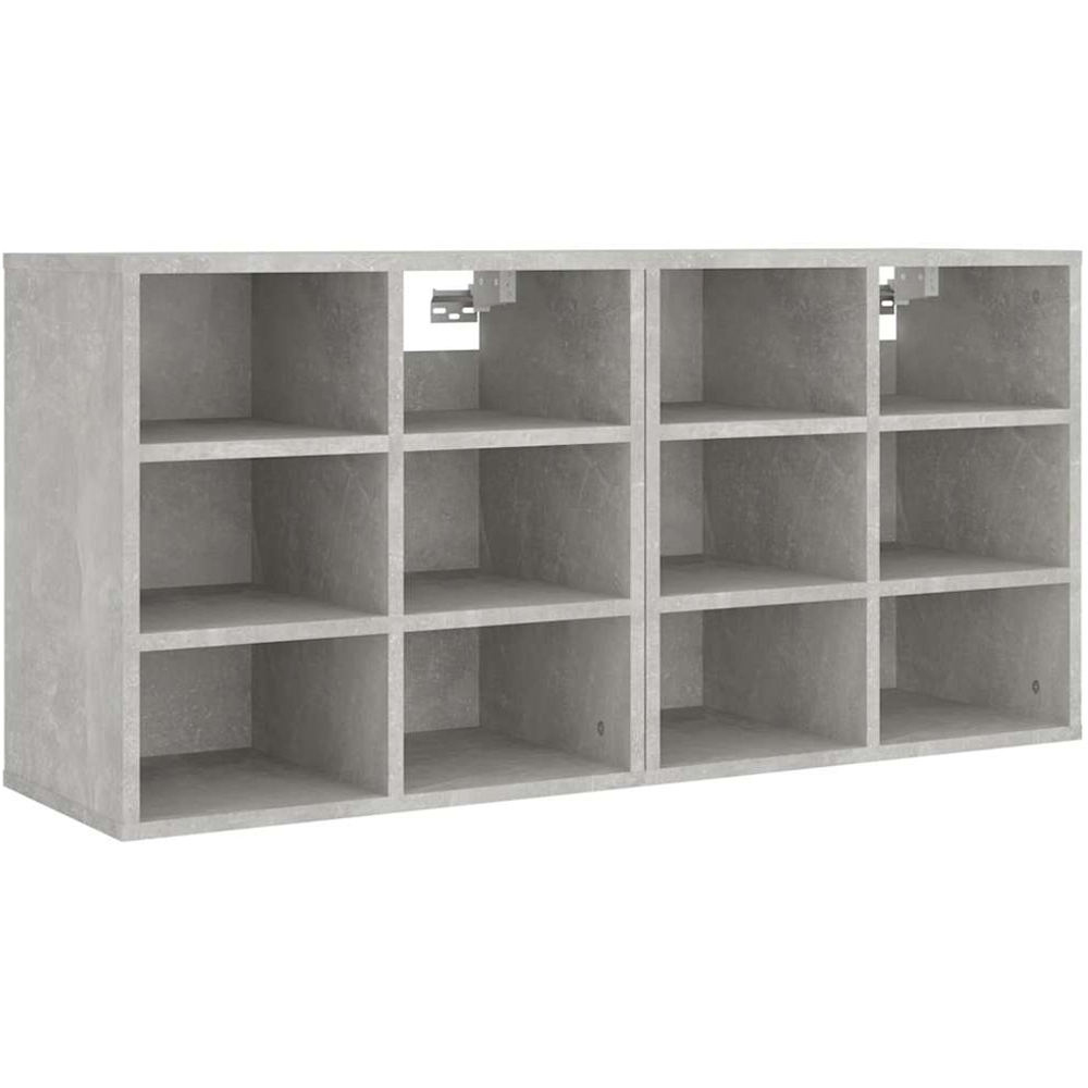 vidaXL 12 Open Shelf Concrete Grey Shoe Storage Cabinet Set of 2 Image 4