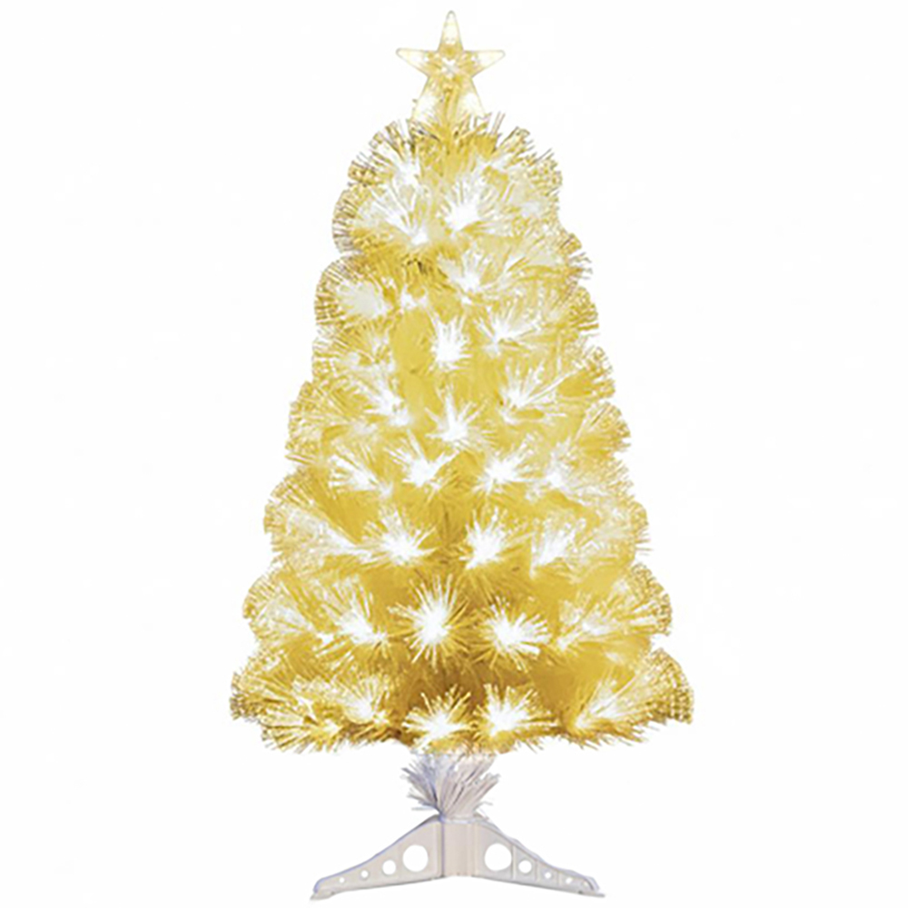 The Christmas Centre 130 Warm White LED Pre-Lit White Fibre Optic Artificial Xmas Tree 4ft Image 1