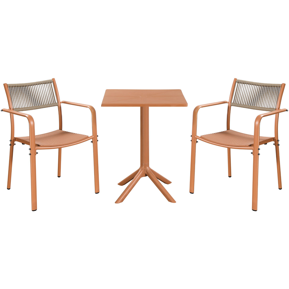 Core Products 2 Seater Terracotta Rope Back Effect Square Plastic Table Garden Bistro Set Image 2