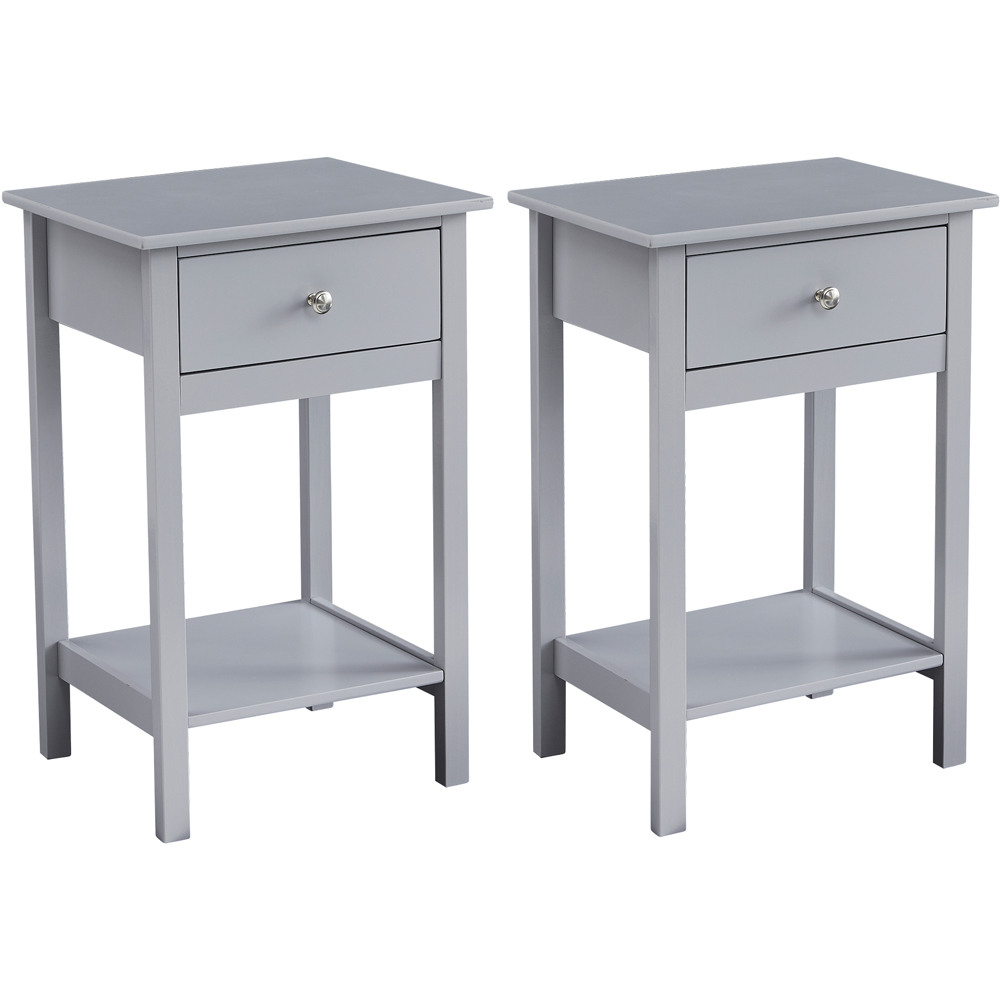 Brooklyn Arlo Single Drawer Single Shelf Grey Solid Wooden Bedside Table Image 2