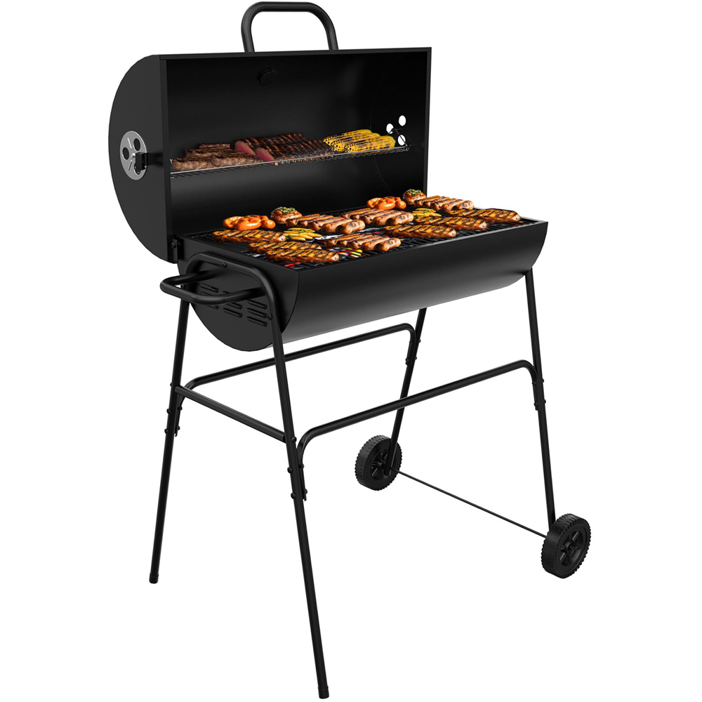 House of Home Black Barrel Charcoal BBQ Image 1