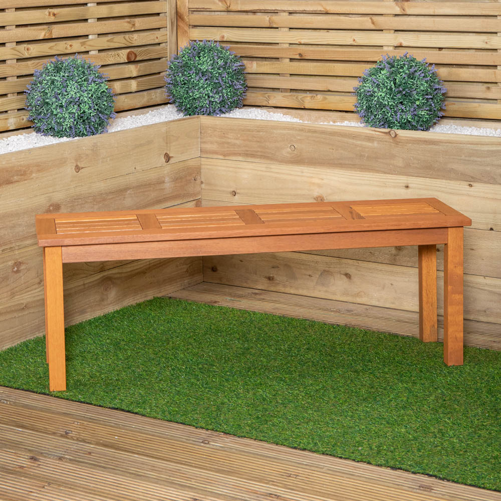 Samuel Alexander 4 Seater Wooden Rectangular Dining Bench Set with Green Parasol and Base Image 6