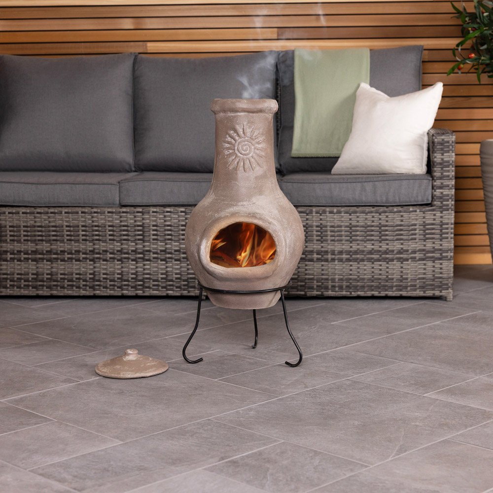 Charles Bentley Snug Belem Sun Design Medium Natural Clay Chiminea Image 6