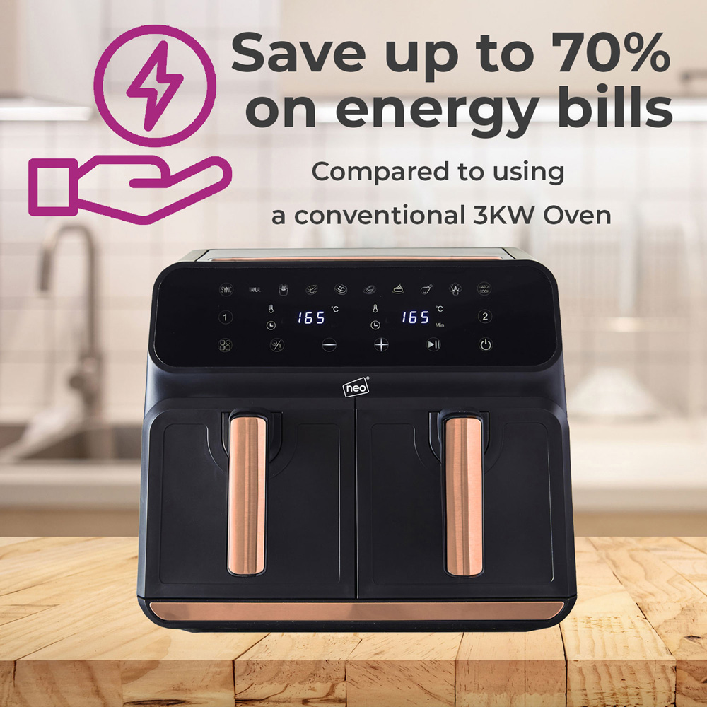 Neo NEO-AIRFRY-5 Black and Copper 8.5L Dual Air Fryer Image 8
