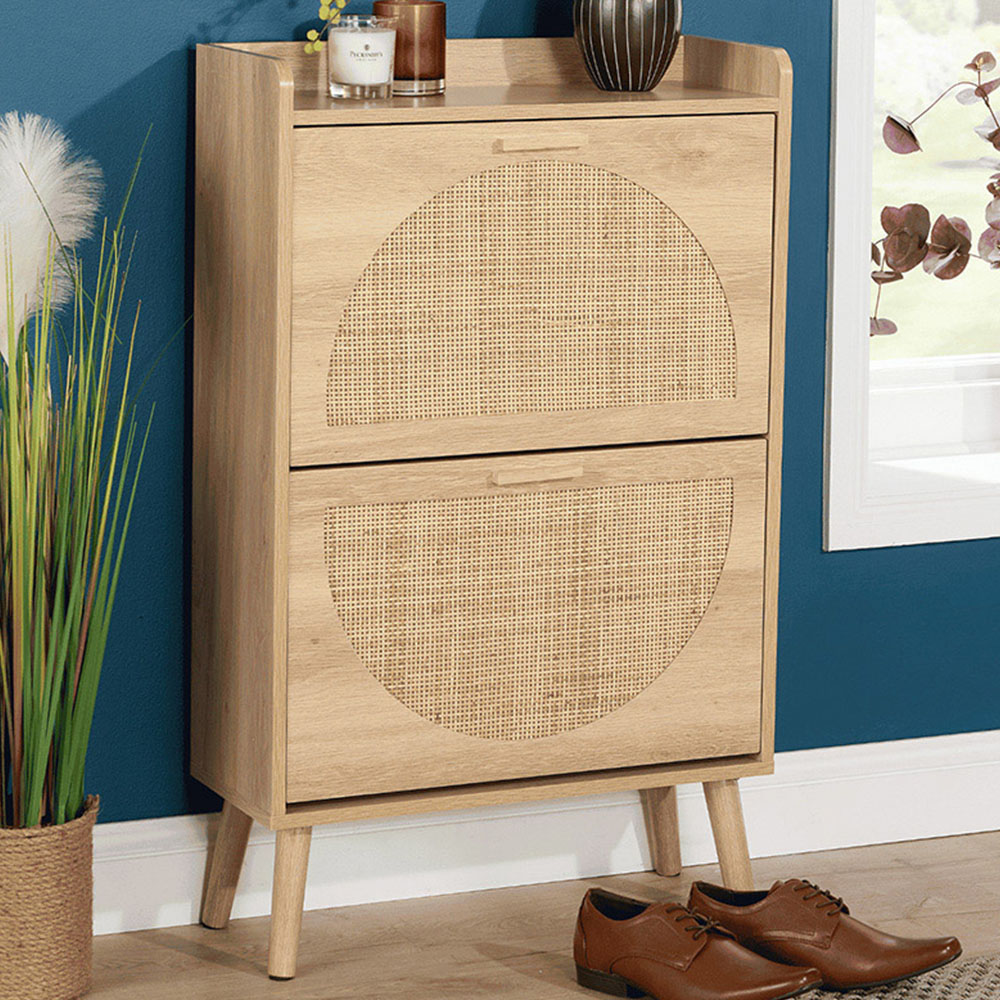 Home Source Astbury 2 Door Rattan Front Shoe Cabinet Image 1