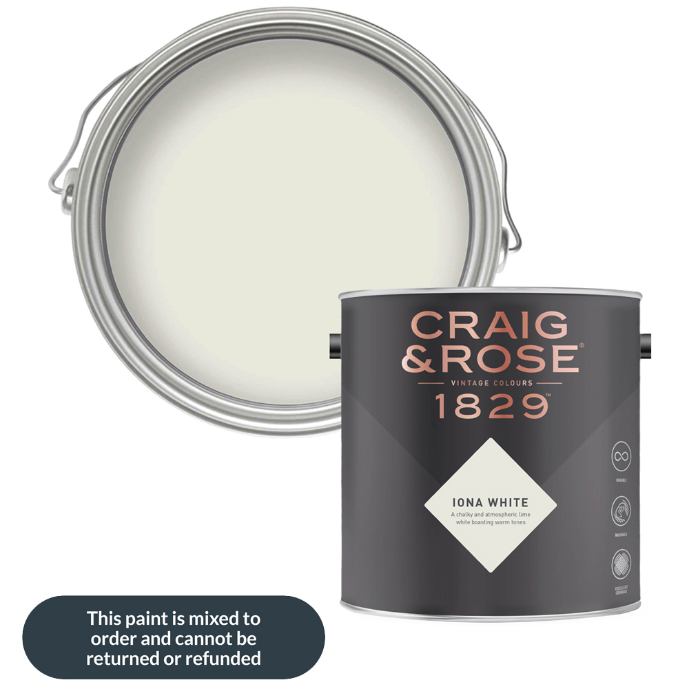 Craig & Rose Walls and Ceilings Iona White Chalky Emulsion Paint 5L Image 1