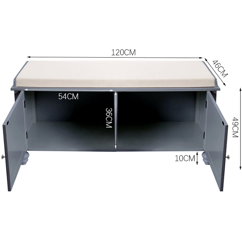 Living and Home Grey Wooden Shoe Cabinet Bench Image 8