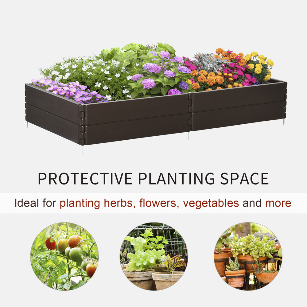 Outsunny Raised Garden Bed Outdoor Planter Box for Veggies and Flowers 6 Panels Image 4