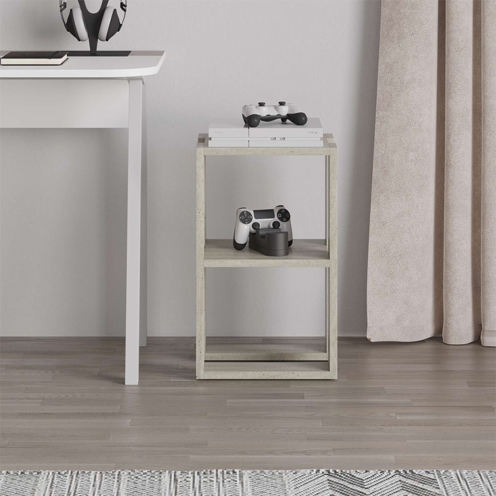 Decortie Lonie Light Stone Bedside Table Image 4