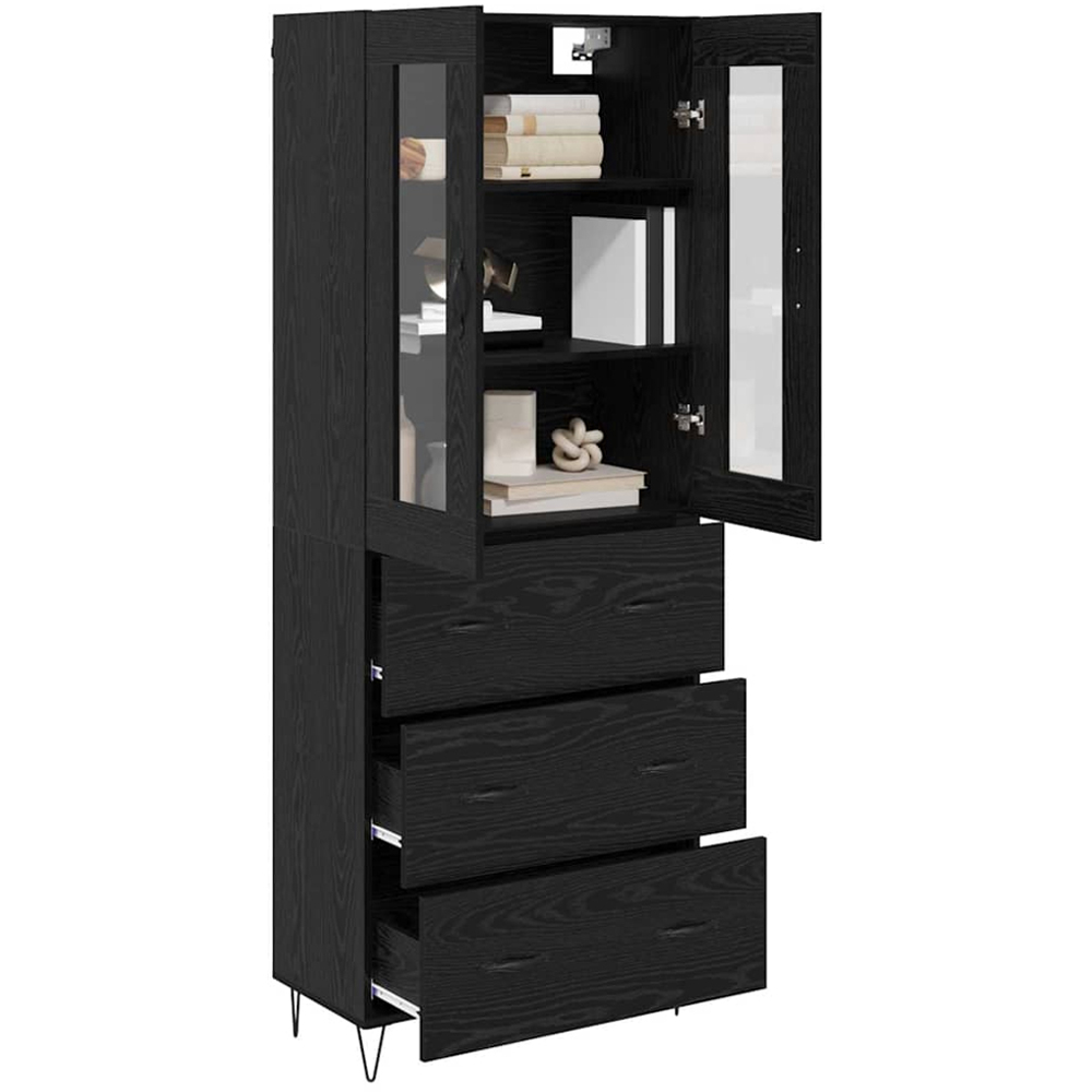 vidaXL 2 Door 3 Drawer Black Oak Sideboard Image 3