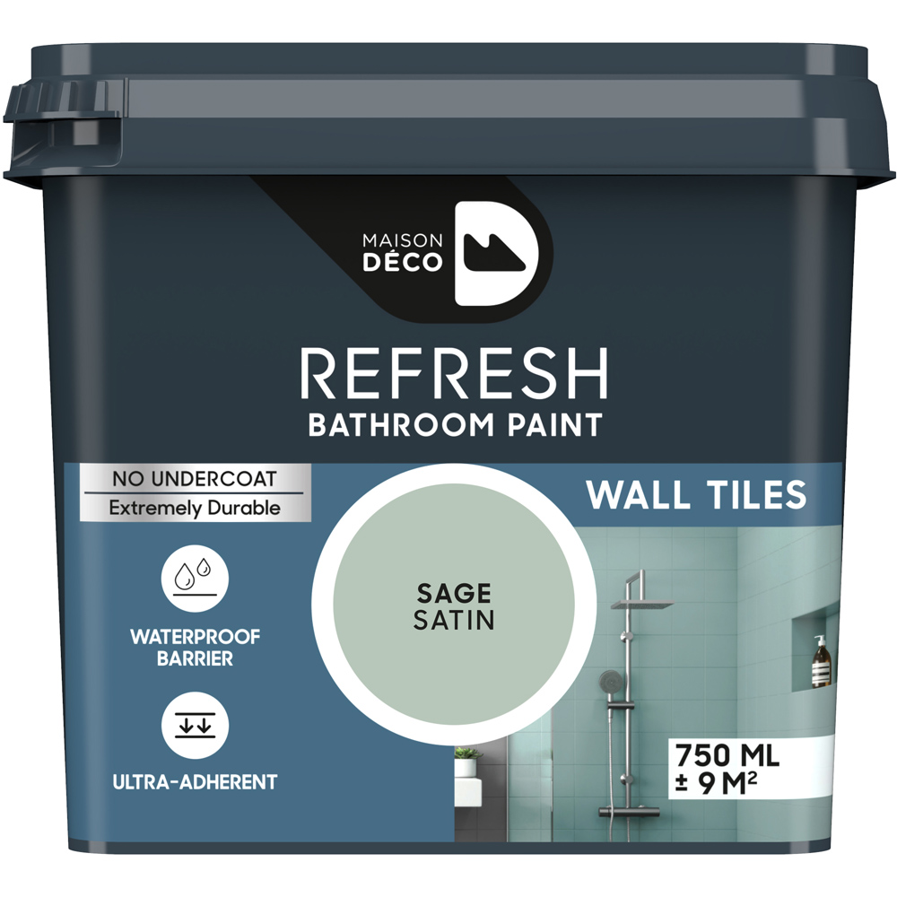 Maison Deco Refresh Bathroom Sage Green Satin Paint 750ml Image 2