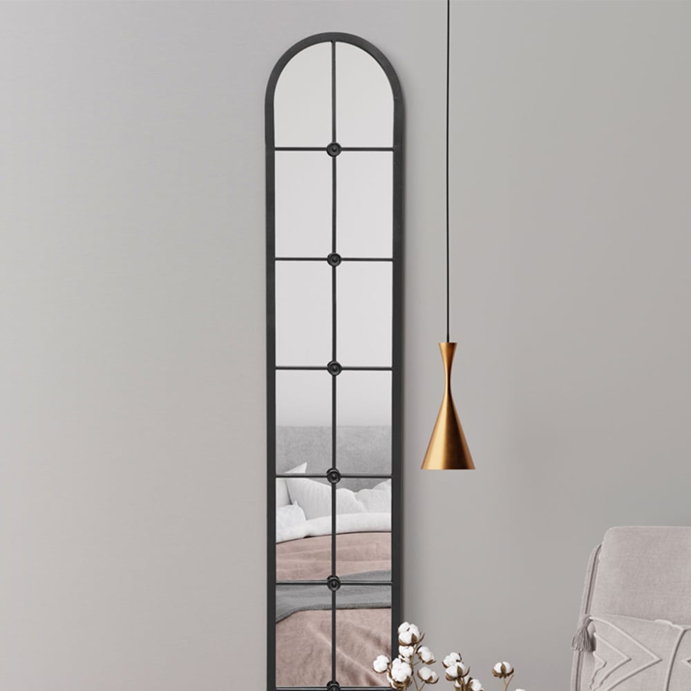 The Arcus Black Arched Metal Leaner Wall Mirror 170 x 30cm Image 3