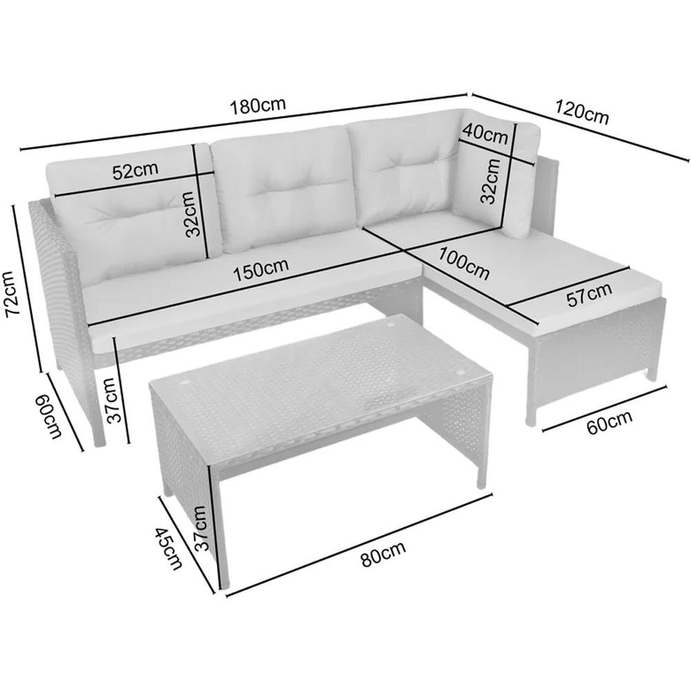 HGD Bude 4 Seater Rattan Grey Corner Garden Sofa Set with Coffee Table Image 9