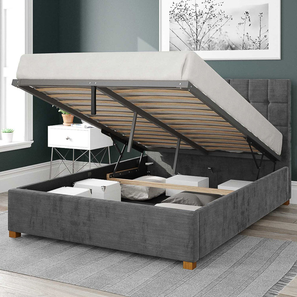 Aspire Sinatra Super King Charcoal Firenze Velour Ottoman Bed Image 2