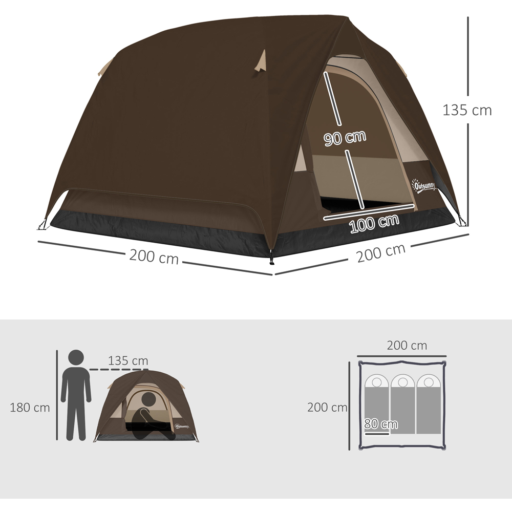 Outsunny 3-4 Person Brown Waterproof Camping Tent Image 9
