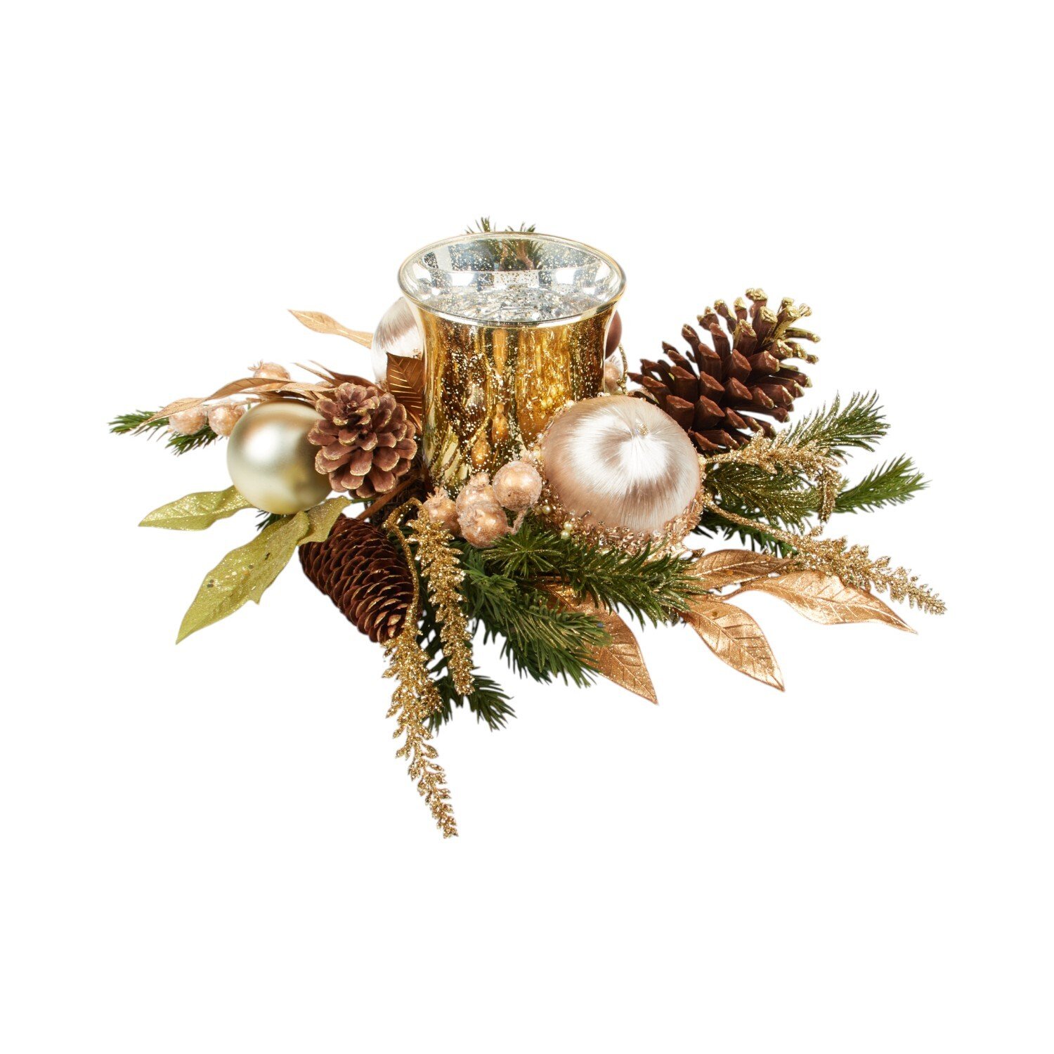Pinecone and Bauble Candle Ring Gold Image 2