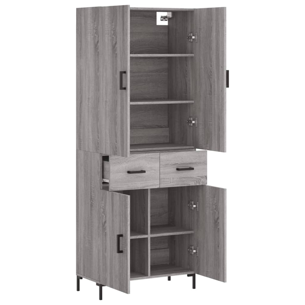 vidaXL 4 Door 2 Drawer Grey Sonoma Highboard Image 4