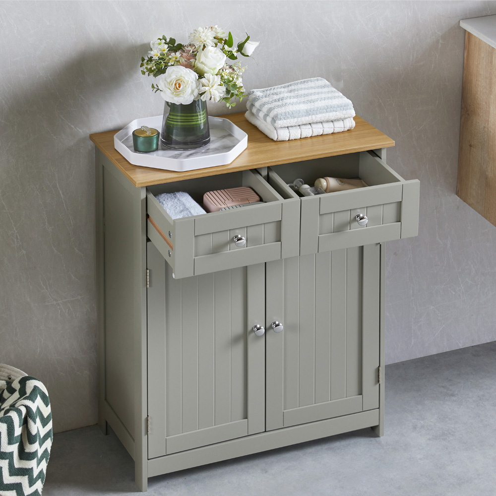 BATH VIDA Priano 2 Door 2 Drawer Grey Floor Cabinet Image 4