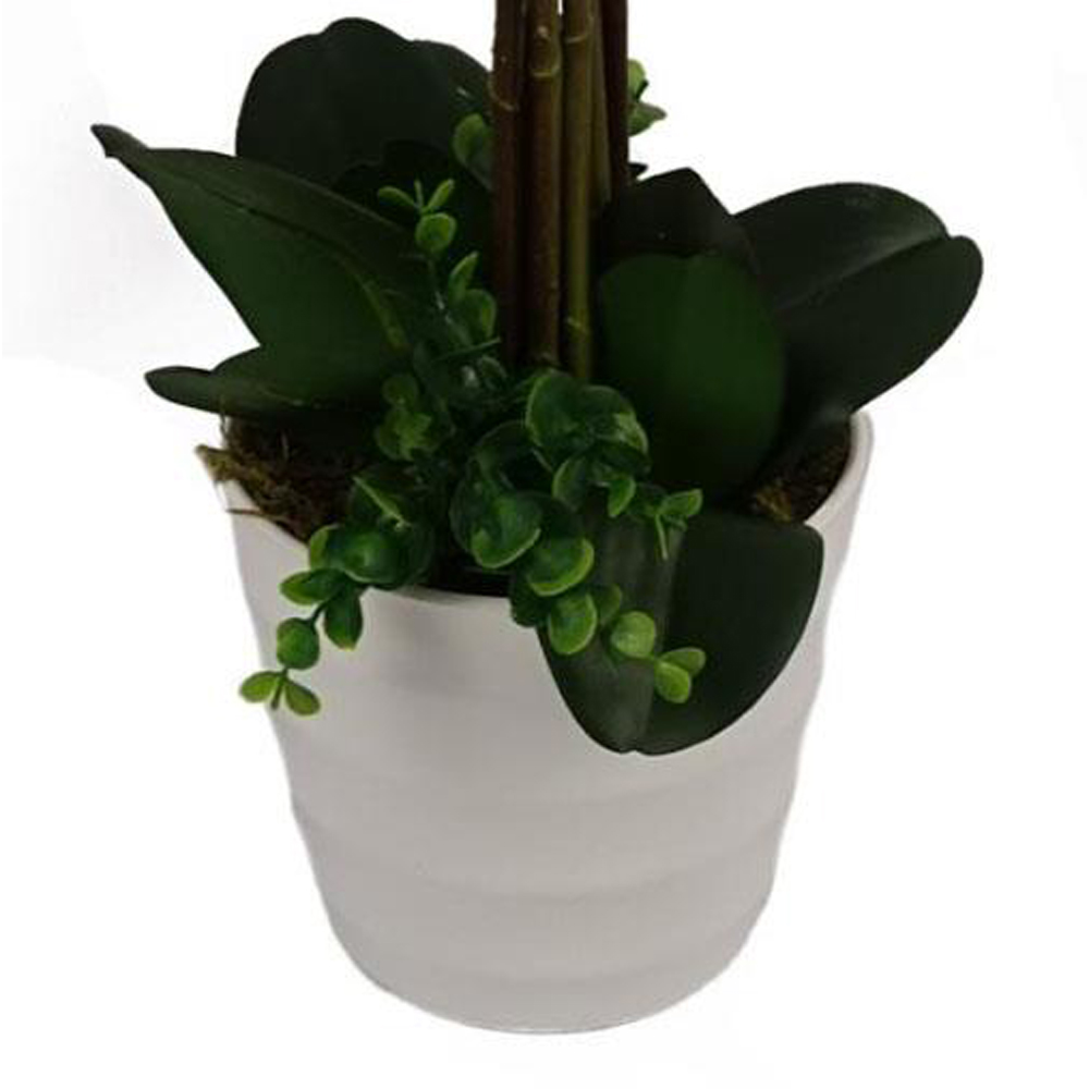 Leaf White Orchid Bush Artificial Tree in Pot 2.8ft Image 3