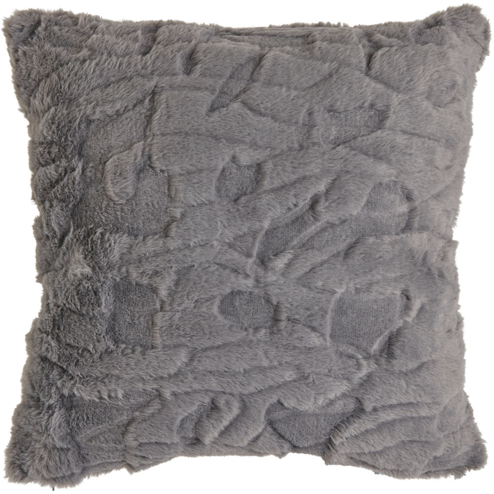 Wilko Grey Faux Fur Cushion 43 x 43cm Image 1