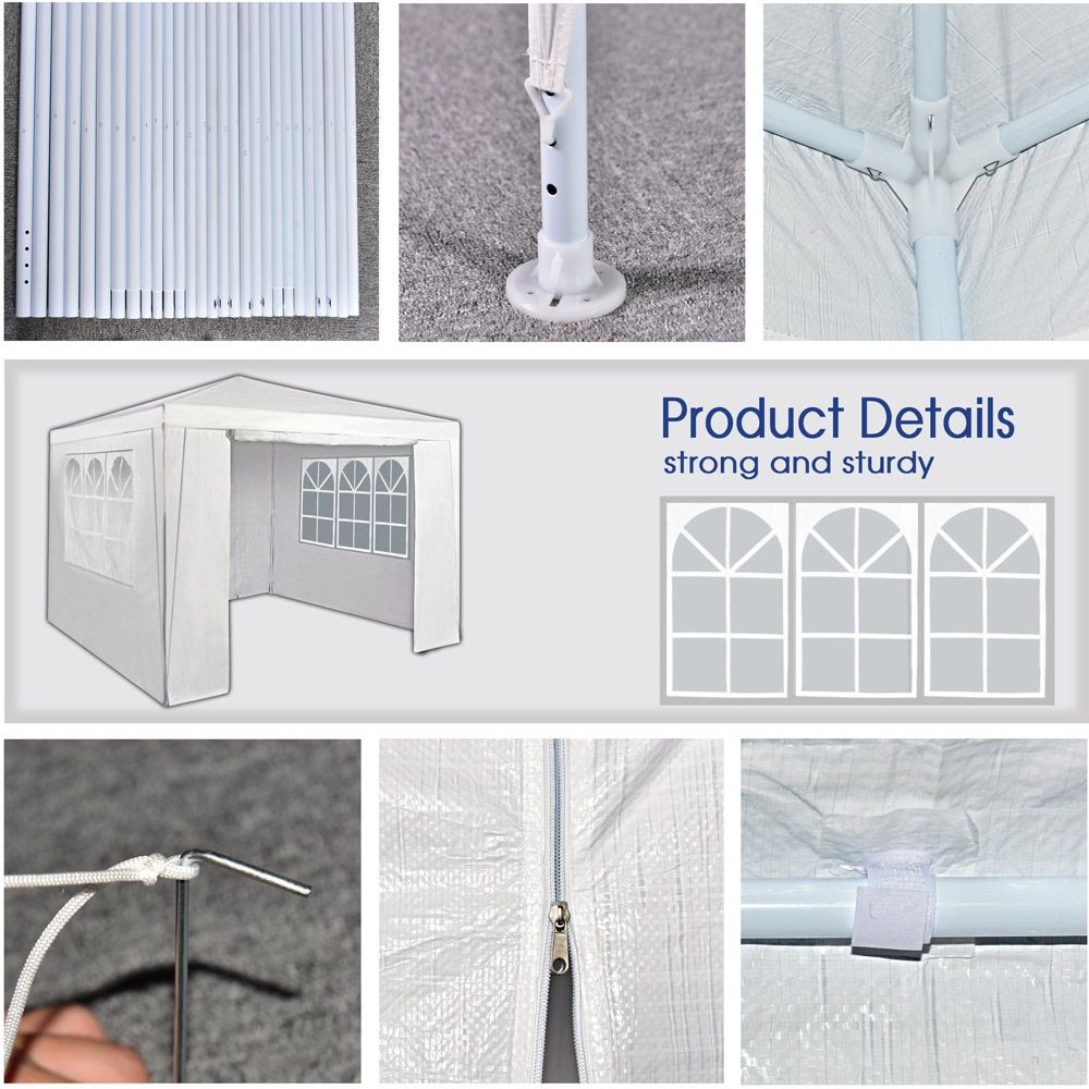 White 3 x 3m Event Gazebo with Removable Sides Image 4
