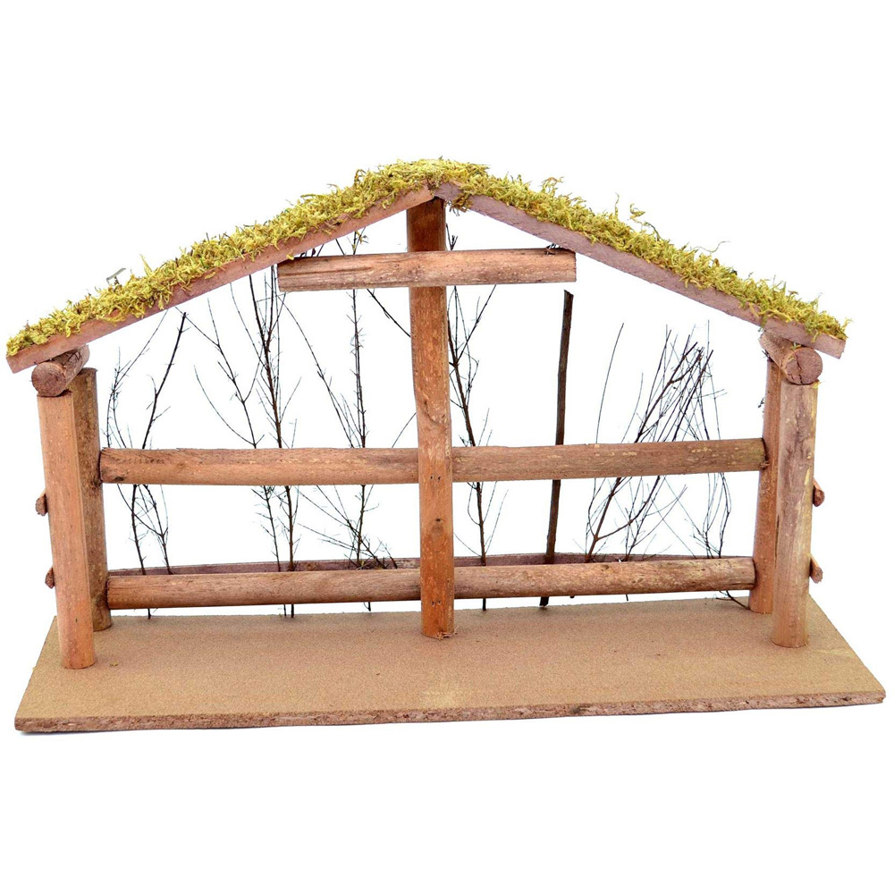 Shatchi Christmas Nativity Scene Handmade Wooden Stable Figurine Image 2