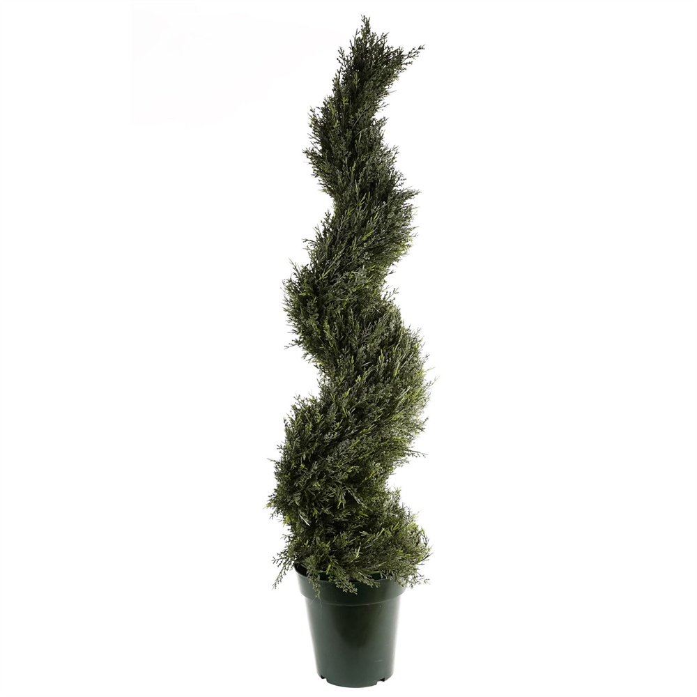 Leaf Cypress Spiral Balls Topiary Artificial Tree in Pot 4ft 2 Pack Image 2