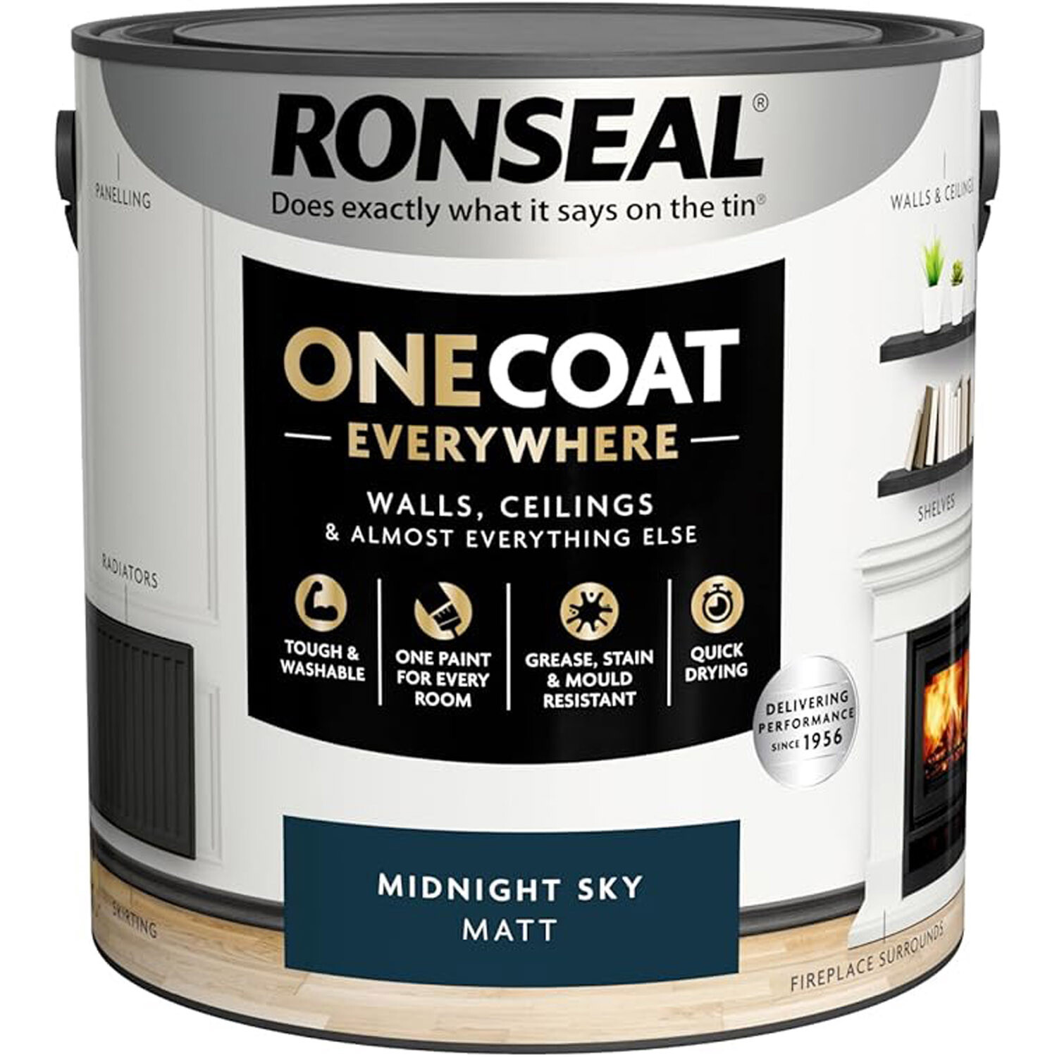Ronseal One Coat Everywhere Interior Paint Midnight Sky 2.5l Image 2